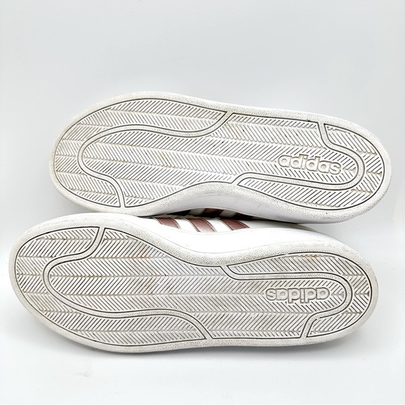 Adidas OrthoLite Float Sneakers Women's 8.5 White Stripes Rose Gold Cloudfoam - Picture 9 of 11